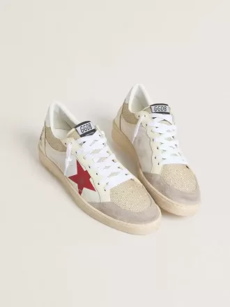 Ball Star i nylon og hvidt mesh med rød nylonstjerne og hvid læderhælkappe