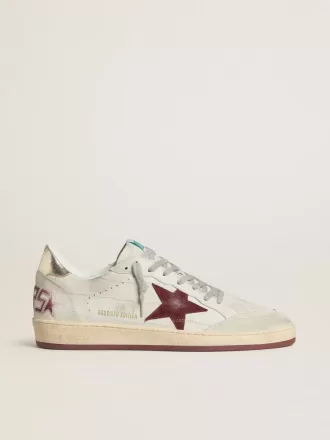 Ball Star til mænd i nubuck med krokodilleprint og burgunderfarvet ruskindstjerne