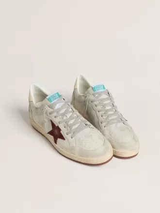 Ball Star til mænd i nubuck med krokodilleprint og burgunderfarvet ruskindstjerne