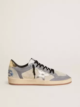 Ball Star til mænd i ruskind og nubuck med sølvfarvet metalstjerne og guldfarvet metalhælkappe
