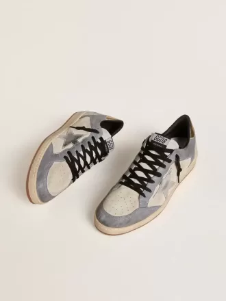 Ball Star til mænd i ruskind og nubuck med sølvfarvet metalstjerne og guldfarvet metalhælkappe