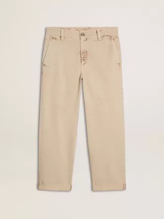 Beige chinos til mænd med et slidt look