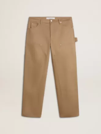 Beige herrebukser med påsatte lommer