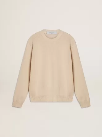Beige sweater til kvinder med ‘Golden’-skrift på ryggen