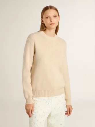 Beige sweater til kvinder med ‘Golden’-skrift på ryggen