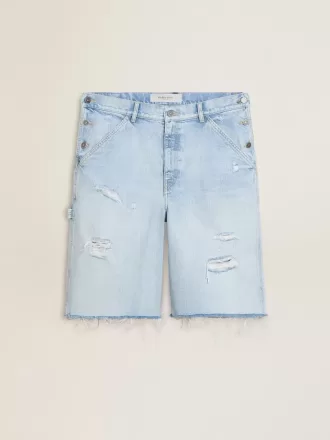 Bermudashorts i denim til mænd med slidt look