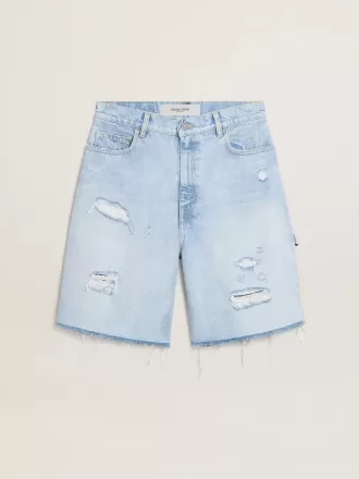 Bermudashorts til kvinder i denim med slidt look