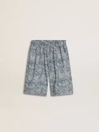 Blå shorts til drenge med hvidt print