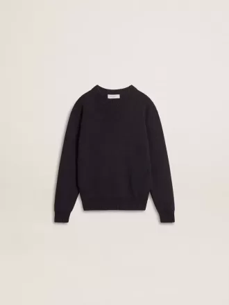 Blå sweater med rund hals til drenge med ‘Golden’-skrift på ryggen