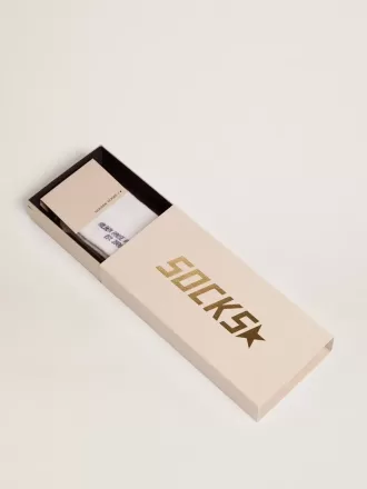 Bomuldssokker med distressed finish, blå striber og logo