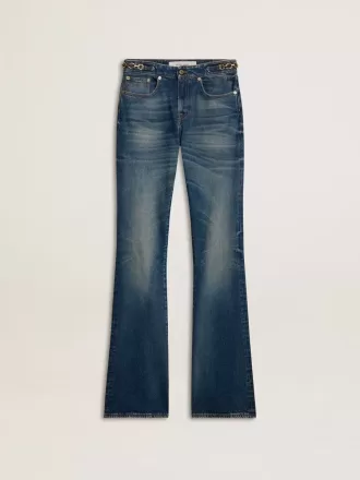 Bootcut-jeans til kvinder med vintagevask og metalliske detaljer