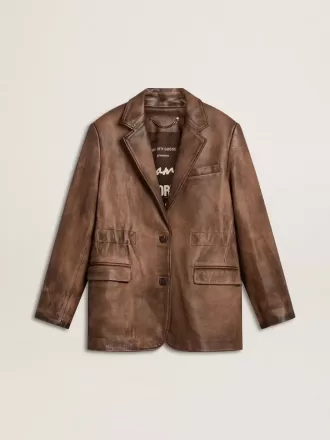 Brun læderjakke til kvinder
