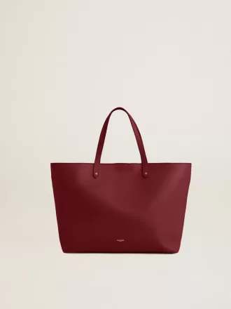 Burgundy Pasadena-taske i glat læder med guldlogo