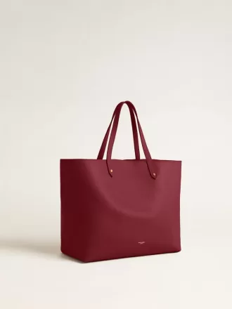 Burgundy Pasadena-taske i glat læder med guldlogo
