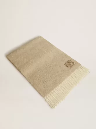 CNY tørklæde i beige alpacauld med frynser