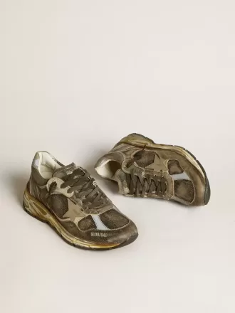 Dad-Star til kvinder i ruskind og nylon med khaki læderstjerne og hælkappe