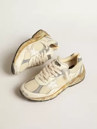 Dad-Star til mænd i beige nappa og nylon med hvid læderstjerne