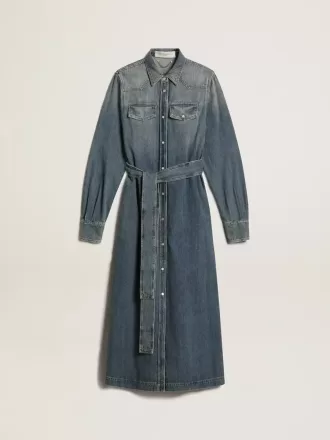 Damekjole i denim med bælte