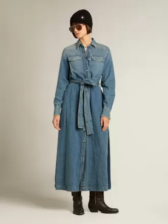 Damekjole i denim med bælte