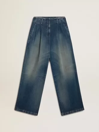 Dameskinner med vid benvidde og medium vask CNY jeans