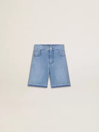 Denimshorts til børn med broderi på bagsiden