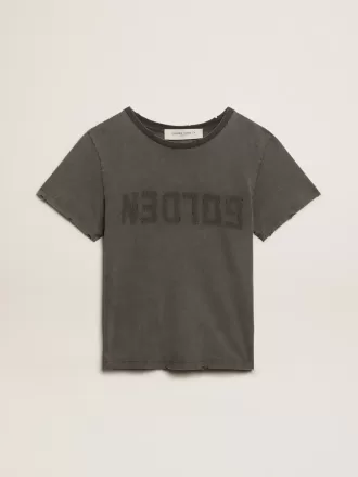 Distressed slim-fit T-shirt i antracitgrå