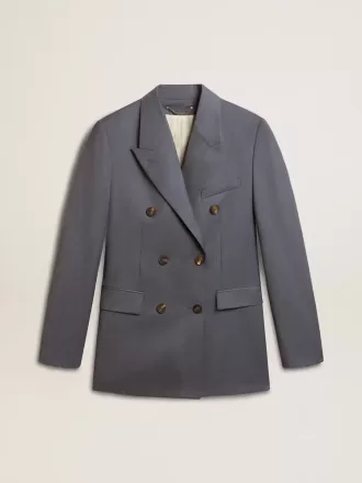 Dobbeltradet blazer til kvinder i babyblå