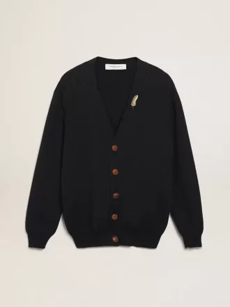 Golden Collection cardigan i mørkeblå bomuld med distressed finish