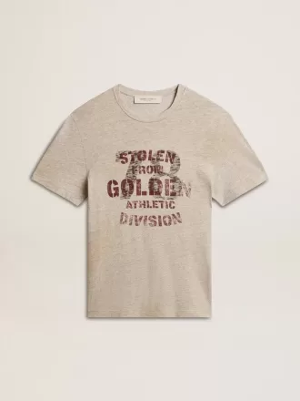 Grå bomulds-T-shirt til mænd med vintage-print på forsiden