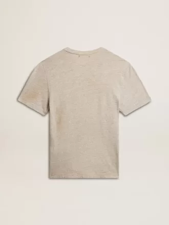 Grå bomulds-T-shirt til mænd med vintage-print på forsiden