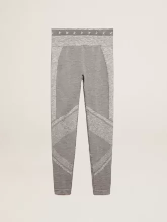 Grå melerede leggings til kvinder med blandede sømme