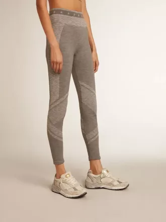 Grå melerede leggings til kvinder med blandede sømme