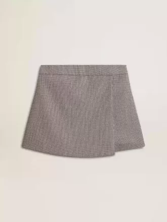 Grå mini-shorts til kvinder i houndstooth-uld