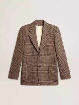 Grå single-breasted blazer til mænd i houndstooth uld
