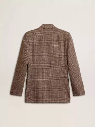 Grå single-breasted blazer til mænd i houndstooth uld