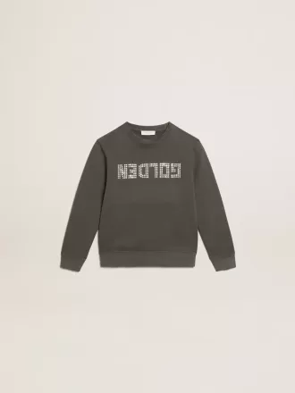Grå sweatshirt med krystalbogstaver