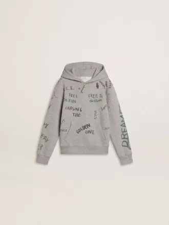 Grå sweatshirt til børn med flerfarvet tryk