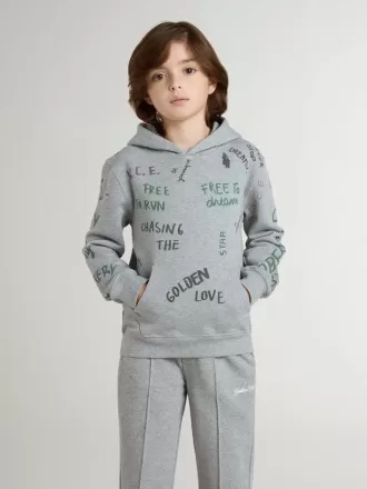 Grå sweatshirt til børn med flerfarvet tryk