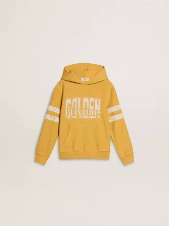 Gul sweatshirt til børn med vintageprint