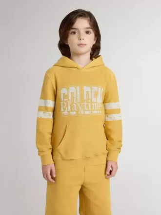 Gul sweatshirt til børn med vintageprint
