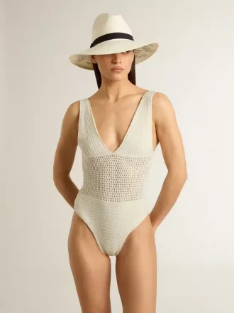 Hæklet bodysuit til kvinder i hvid bomuld