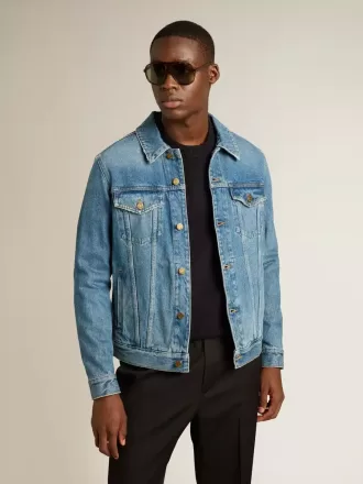 Herre-denimjakke med medium vask