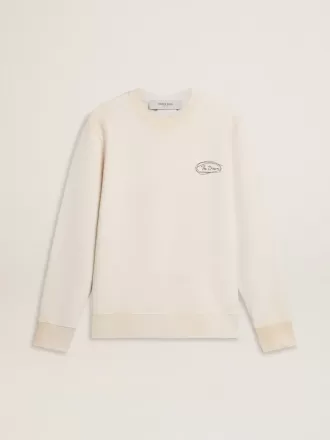 Herre-sweatshirt i slidt hvid med print