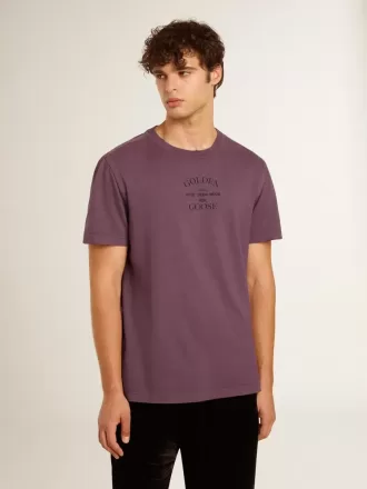 Herre-T-shirt i bomuld i slidt lilla med logo-print