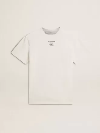 Herre-T-shirt i slidt hvid bomuld med sort skrift