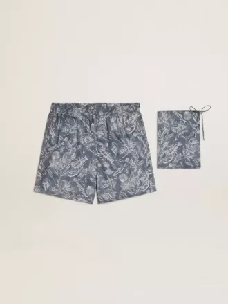 Herreboxershorts med lyseblåt og hvidt maritimt print