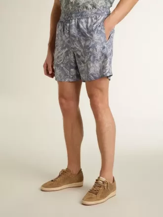 Herreboxershorts med lyseblåt og hvidt maritimt print