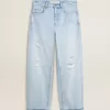 Herrebukser i denim med slidt look