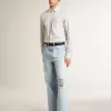 Herrebukser i denim med slidt look