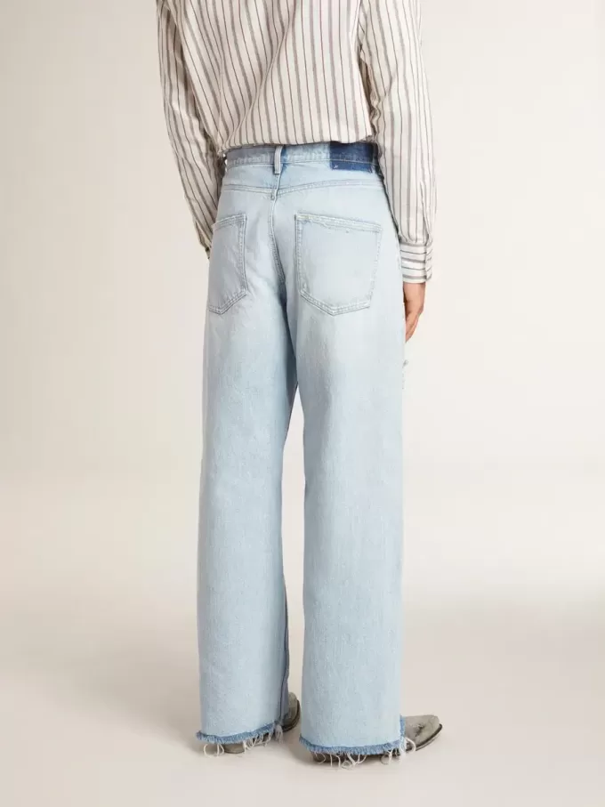 Herrebukser i denim med slidt look
